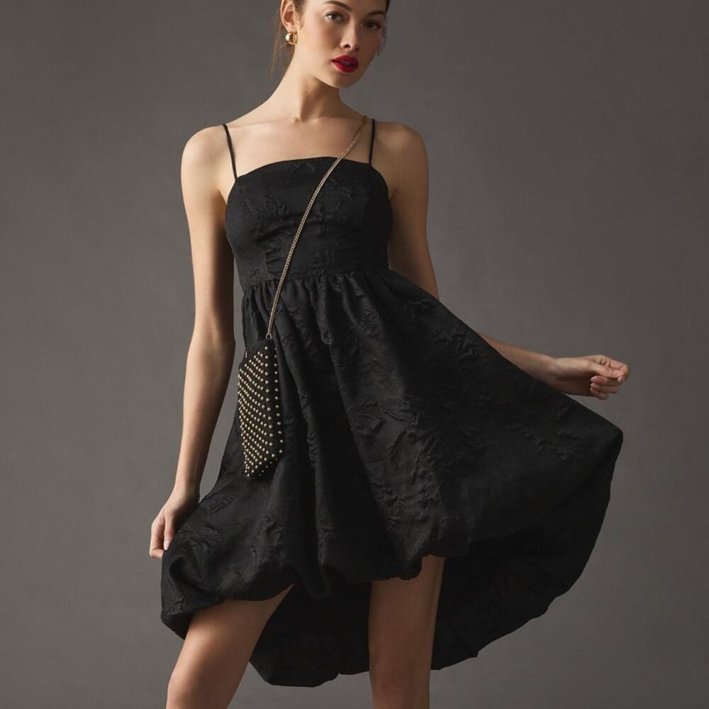 NWT Anthropologie Jacquard Bubble Dress Black 12